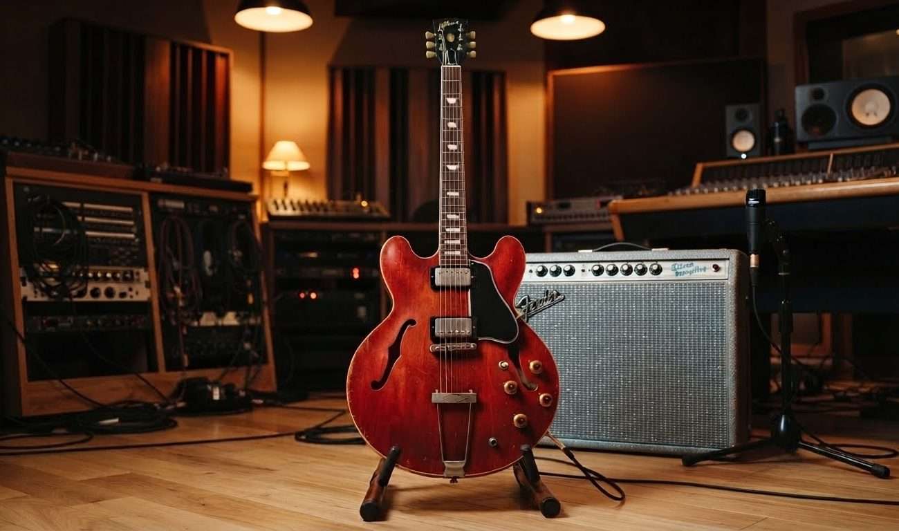 Professional guitar studio setup for remote session recording